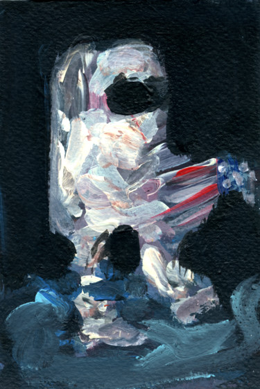 Painting titled "Man on the moon" by Karen Thomas, Original Artwork, Acrylic