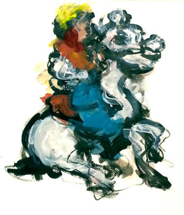 Pittura intitolato "Rodeo-joe1" da Karen Thomas, Opera d'arte originale