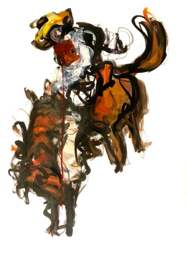 Painting titled "Rodeo-joe 4" by Karen Thomas, Original Artwork, Acrylic