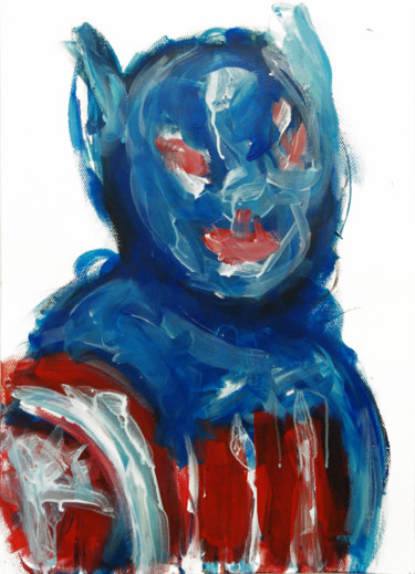 Painting titled "Captain America" by Karen Thomas, Original Artwork, Acrylic