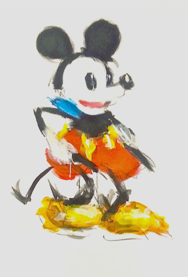Картина под названием "Big Mickey, Hold-up" - Karen Thomas, Подлинное произведение искусства, Акрил