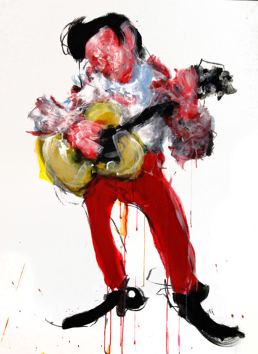 Peinture intitulée "Elvis Rockabilly" par Karen Thomas, Œuvre d'art originale, Acrylique