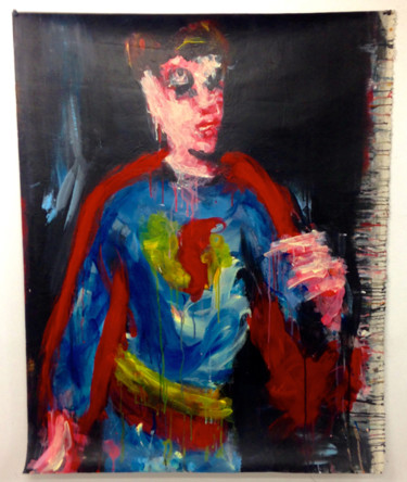 Painting titled "Superman canvas she…" by Karen Thomas, Original Artwork, Acrylic