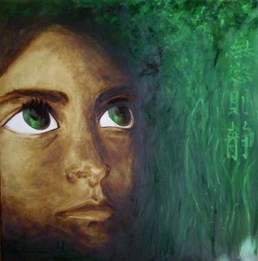 Painting titled "Contemplation" by Karia M., Original Artwork, Oil Mounted on Wood Stretcher frame