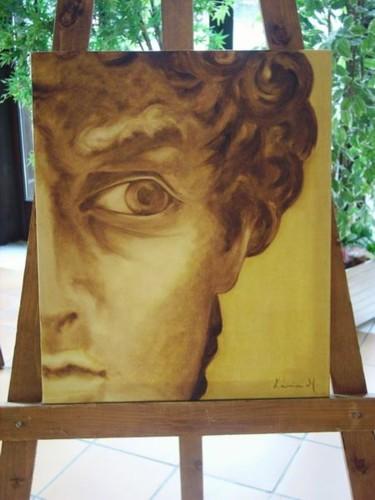 Painting titled "David" by Karia M., Original Artwork, Oil Mounted on Wood Stretcher frame
