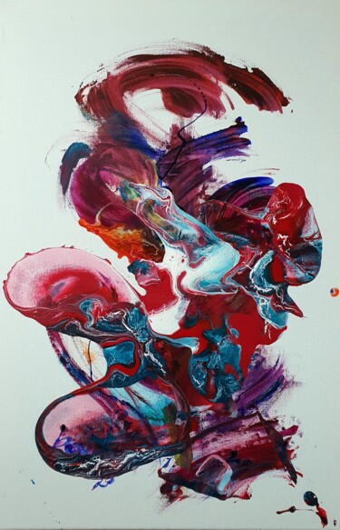 Pintura titulada "abstract flowers" por Karibou Artist, Obra de arte original, Oleo Montado en Bastidor de camilla de madera