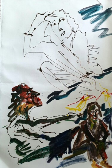 Ζωγραφική με τίτλο "Mysterium eines Man…" από Karibou Artist, Αυθεντικά έργα τέχνης, Ακρυλικό