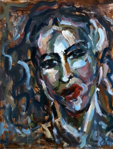 Painting titled "Portrait of a young…" by Karibou Artist, Original Artwork, Oil