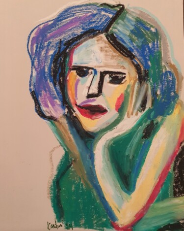 Malerei mit dem Titel "Portrait of a WOMAN…" von Karibou Artist, Original-Kunstwerk, Pastell