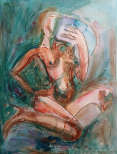 绘画 标题为“Venus sitzend mit d…” 由Karibou Artist, 原创艺术品, 丙烯