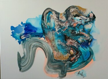 Painting titled "abstract flows" by Karibou Artist, Original Artwork, Oil
