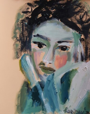 Peinture intitulée "Portrait einer Frau" par Karibou Artist, Œuvre d'art originale, Huile