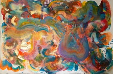 Painting titled "abstract flows on l…" by Karibou Artist, Original Artwork, Oil Mounted on Wood Stretcher frame