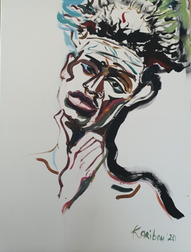 Картина под названием "Adonis Bosso" - Karibou Artist, Подлинное произведение искусства, Масло Установлен на Деревянная рама…