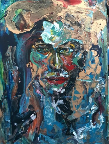 Malerei mit dem Titel "Portrait abstract" von Karibou Artist, Original-Kunstwerk, Öl Auf Keilrahmen aus Holz montiert