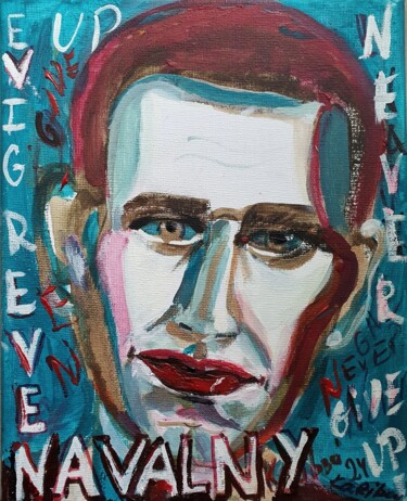Schilderij getiteld "Hommage an Navalny.…" door Karibou Artist, Origineel Kunstwerk, Acryl Gemonteerd op Frame voor houten b…