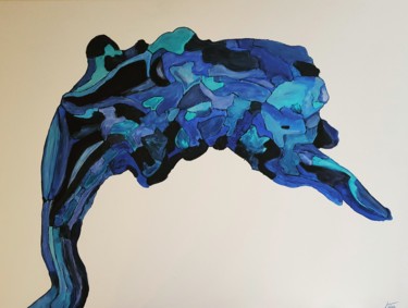 Peinture intitulée "Le bleu" par Karine Lipp, Œuvre d'art originale, Acrylique