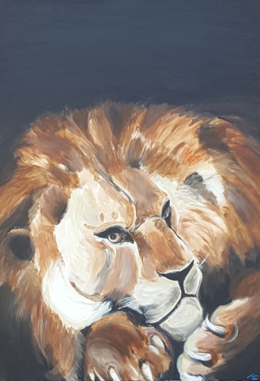 Peinture intitulée "Le Lion" par Karine Lipp, Œuvre d'art originale, Acrylique