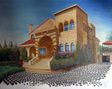 Peinture intitulée "Salka House" par Karim Jamal El Dine, Œuvre d'art originale, Huile Monté sur Châssis en bois