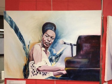 Schilderij getiteld "Nina SImone" door Karima Ababou, Origineel Kunstwerk, Olie