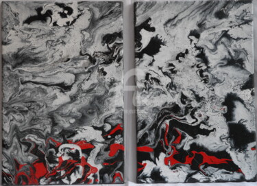 Peinture intitulée "Le fil rouge" par Karima Aqerouach, Œuvre d'art originale