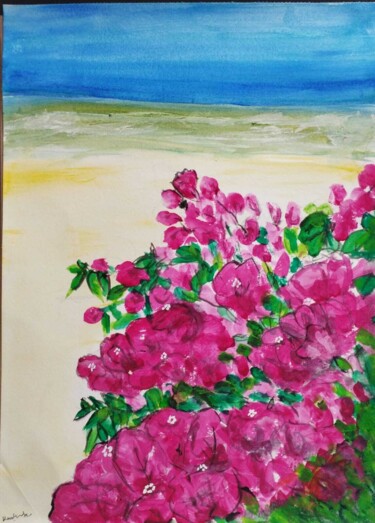 Painting titled "LES BOUGAINVILLIERS" by Karima Cresp, Original Artwork, Acrylic