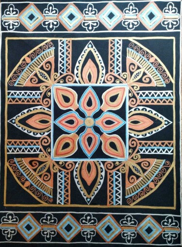 Malerei mit dem Titel "ETOILE INCA" von Karima Cresp, Original-Kunstwerk, Marker