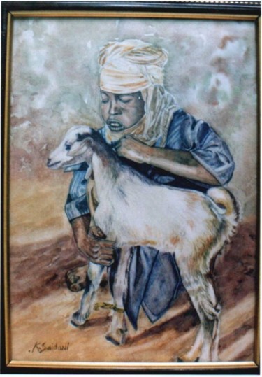 Painting titled "enfant terguie" by Abdelkarim Saidani, Original Artwork