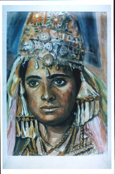 Peinture intitulée "femme algériène" par Abdelkarim Saidani, Œuvre d'art originale