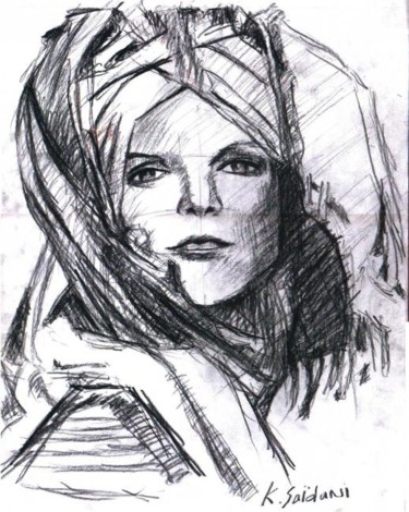 Peinture intitulée "femme bèrbère" par Abdelkarim Saidani, Œuvre d'art originale