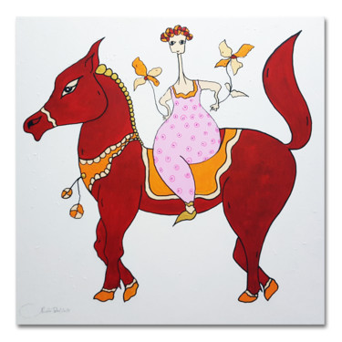 Peinture intitulée "La cavalière" par Karim Tabit, Œuvre d'art originale, Autre