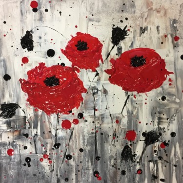 Картина под названием "Red Poppies" - Karin Amtmann (K. Amtmann), Подлинное произведение искусства, Акрил