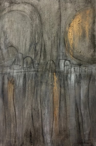 제목이 "Untitled Jerusalem"인 미술작품 Karin Amtmann (K. Amtmann)로, 원작, 아크릴 나무 들것 프레임에 장착됨