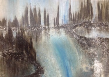 Painting titled "Falling Water" by Karin Amtmann (K. Amtmann), Original Artwork