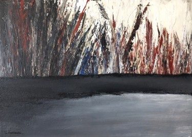 Malarstwo zatytułowany „Grey Lake” autorstwa Karin Amtmann (K. Amtmann), Oryginalna praca, Akryl