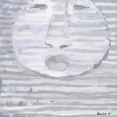 Arts numériques intitulée "Lune rayée" par Karin Germanier, Œuvre d'art originale