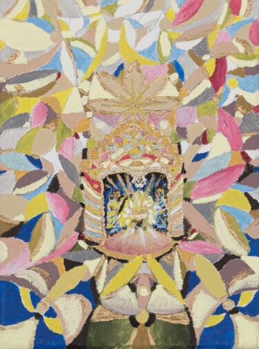 Malerei mit dem Titel "Krippe Mosaik" von Karin Sternberg, Original-Kunstwerk, Öl
