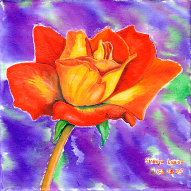 Peinture intitulée "Rose Orange" par Karin Sternberg, Œuvre d'art originale, Aquarelle