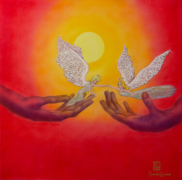 Malerei mit dem Titel "Engel der Freundsch…" von Karin Sternberg, Original-Kunstwerk, Acryl