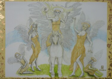 Pittura intitolato "Goldies" da Karin Sternberg, Opera d'arte originale, Matita