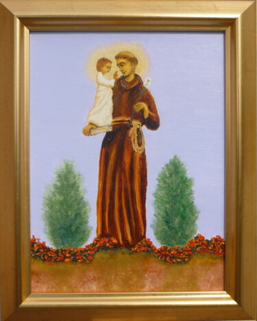 Malerei mit dem Titel "Heiliger Antonius" von Karin Sternberg, Original-Kunstwerk, Öl