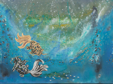 Painting titled "Fische" by Karin Sternberg, Original Artwork, Oil