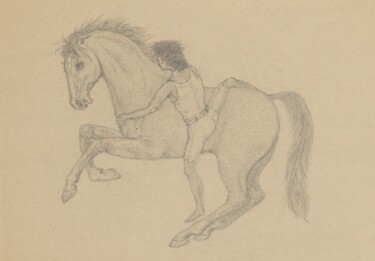 Painting titled "Pferd" by Karin Sternberg, Original Artwork, Pencil