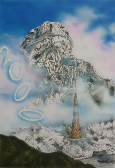 Malerei mit dem Titel "Millenium 1" von Karin Sternberg, Original-Kunstwerk, Airbrush