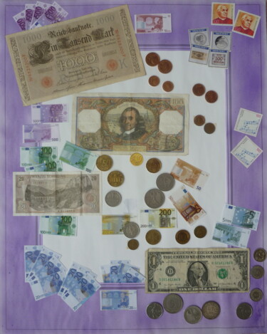 Collages getiteld "Collage Geld" door Karin Sternberg, Origineel Kunstwerk, Collages