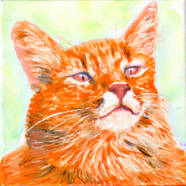 Painting titled "Cat" by Karin Sternberg, Original Artwork, Oil