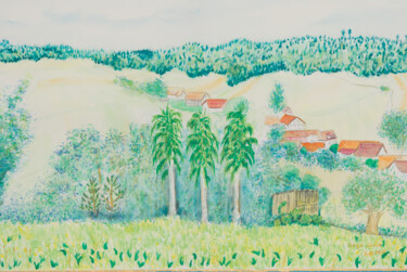 Malerei mit dem Titel "Siegertshofen" von Karin Sternberg, Original-Kunstwerk, Aquarell