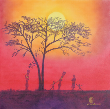 Malerei mit dem Titel "Afrika" von Karin Sternberg, Original-Kunstwerk, Airbrush