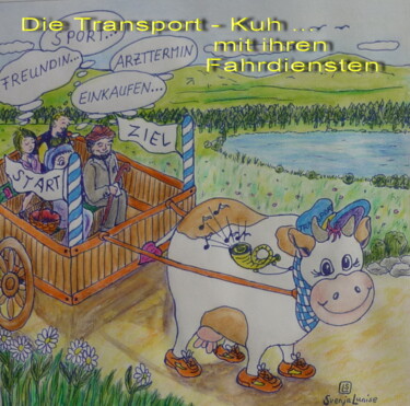 Peinture intitulée "Die Kuh mit den Tur…" par Karin Sternberg, Œuvre d'art originale, Conté