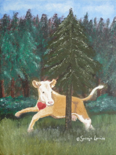 Malerei mit dem Titel "Kuh Yvonne" von Karin Sternberg, Original-Kunstwerk, Öl